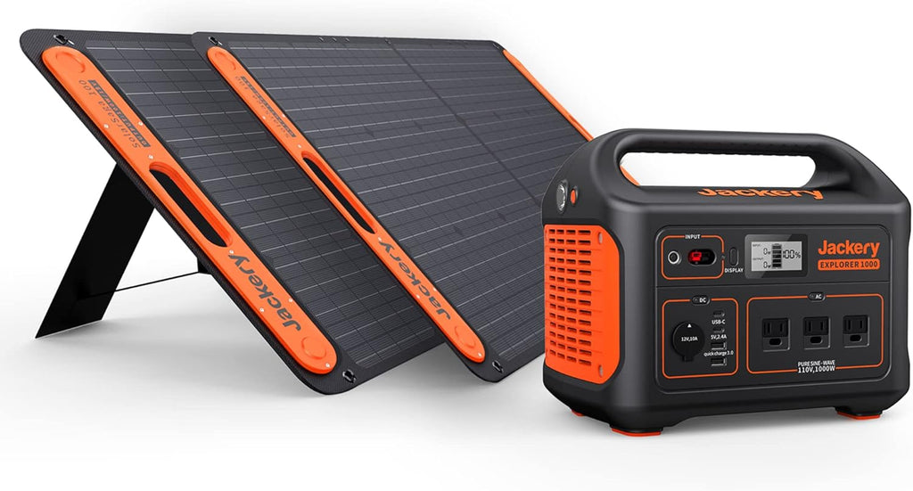 Solar Generator 1000 with 2 SolarSaga 100X, 1000W AC Outlets, Lithium Battery Pack T691222