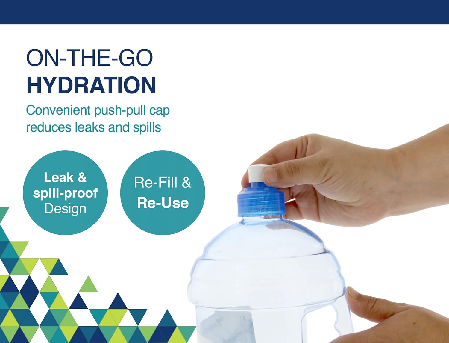 2.2 Liter Clear Plastic Water Bottle with Push Cap H3036