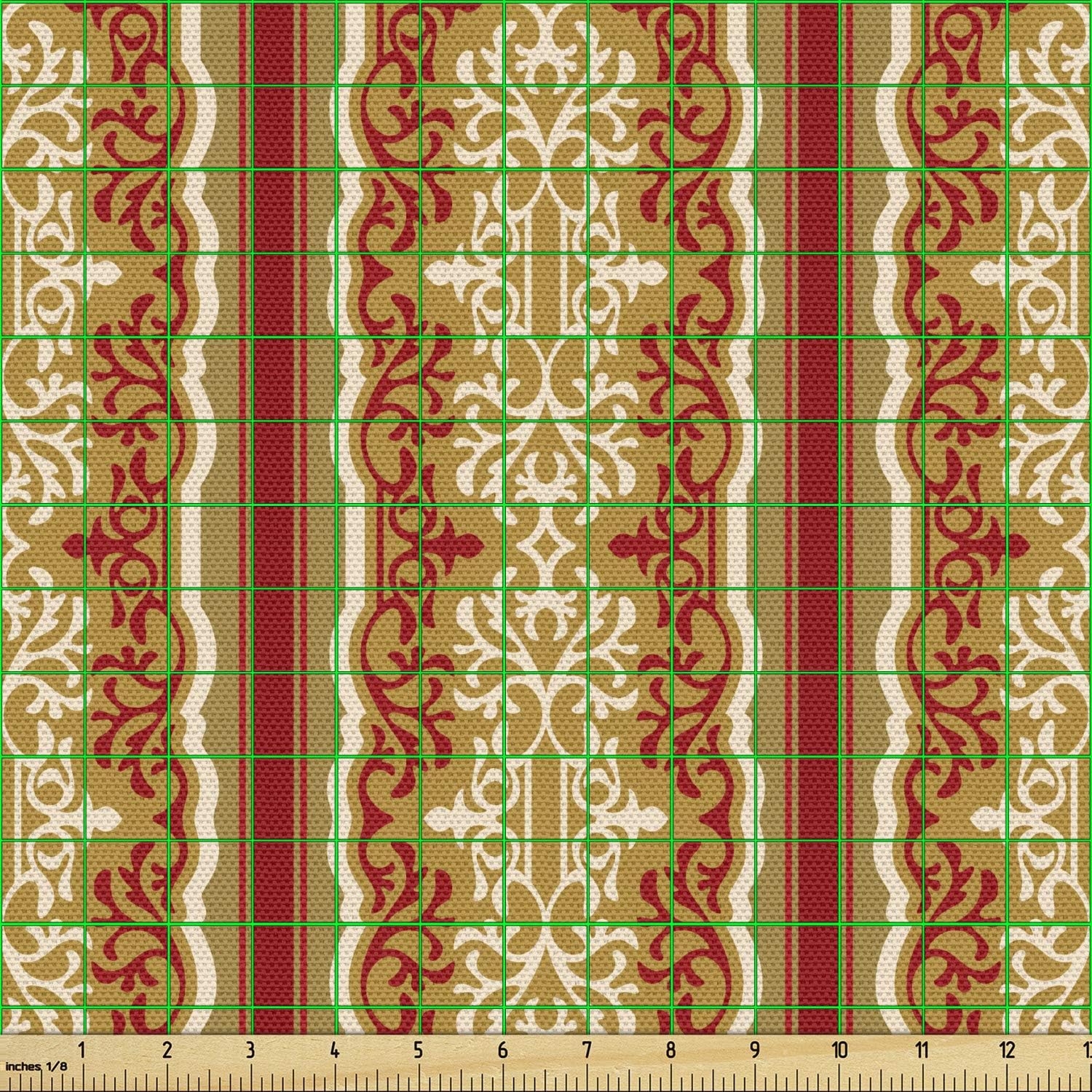 Orient Fabric by The Yard, Ruby Pale Coffee Cream Decorative Fabric Q997127