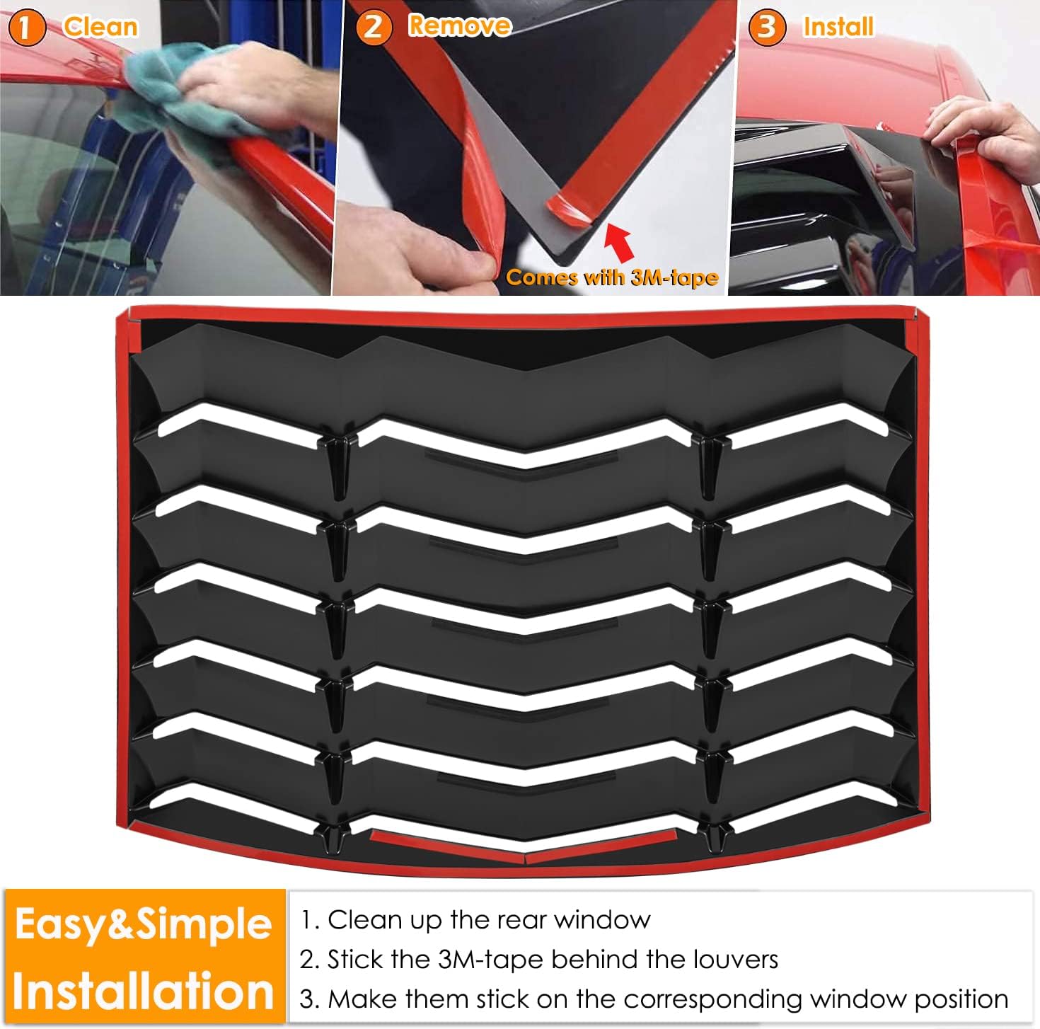 Matte Black ABS Rear Window Louver for Ford Mustang 2005-2014 U1011