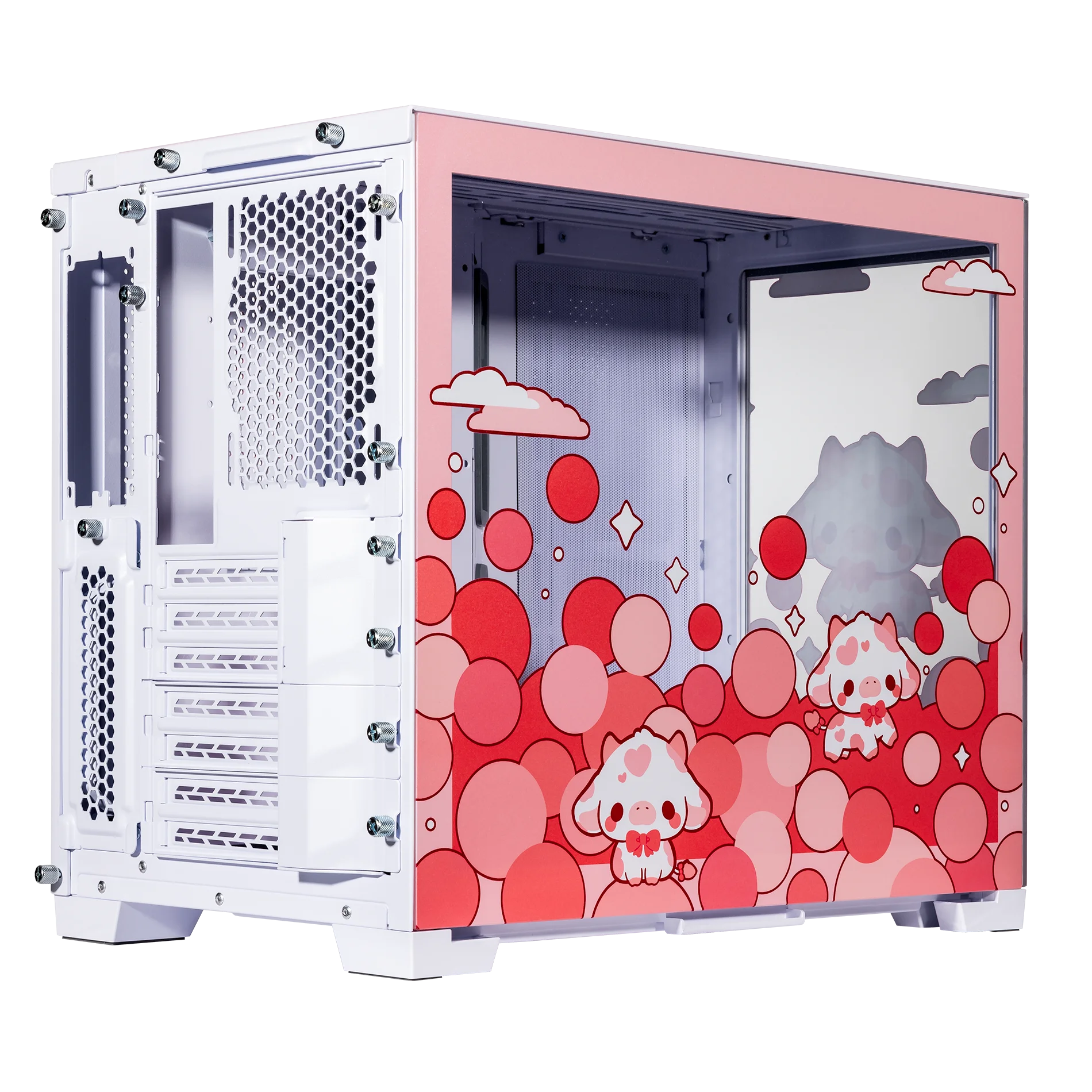 Rose Pink Aluminum Tempered Glass Gaming Computer Case O761