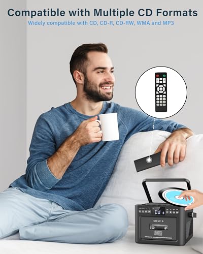 Portable Boombox CD Player with Cassette Player and Bluetooth V518951