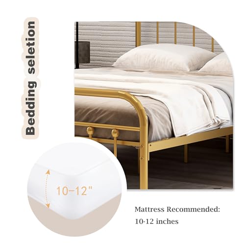 Black Full Size Metal Platform Bed Frame with Headboard Under Bed Storage Q8329