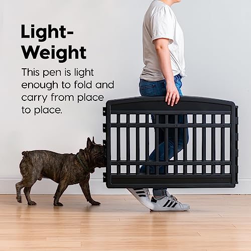 8-Panel 34" Black Foldable Dog Playpen C85403