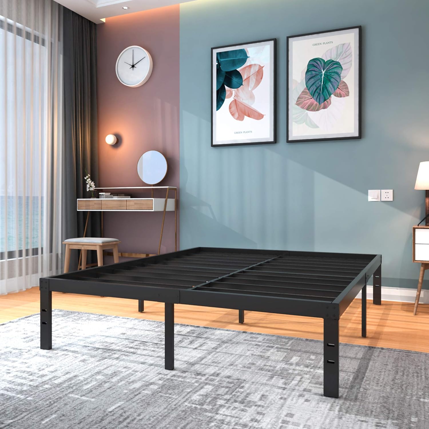 Black Metal Platform Bed Frame Cal King M94873
