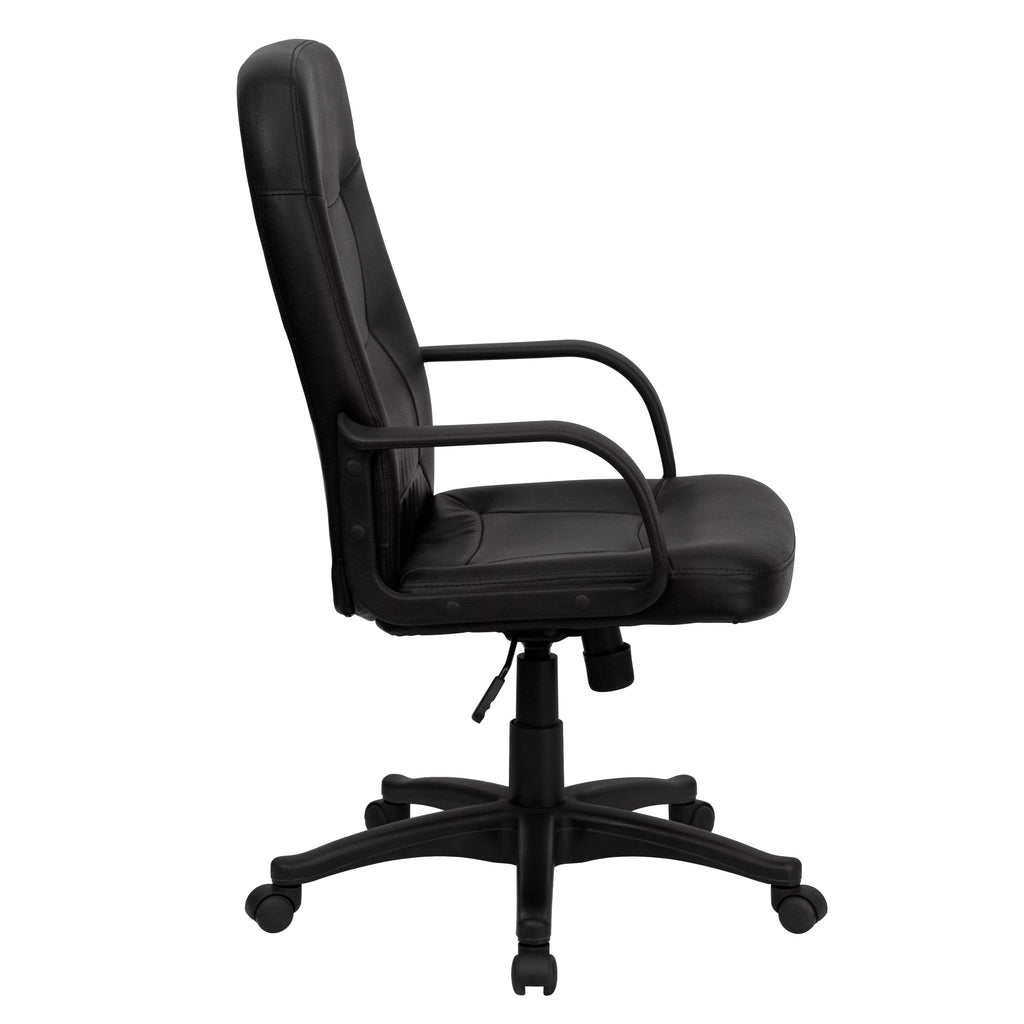 Black Glove Vinyl Executive Swivel Office Chair with Arms P14154
