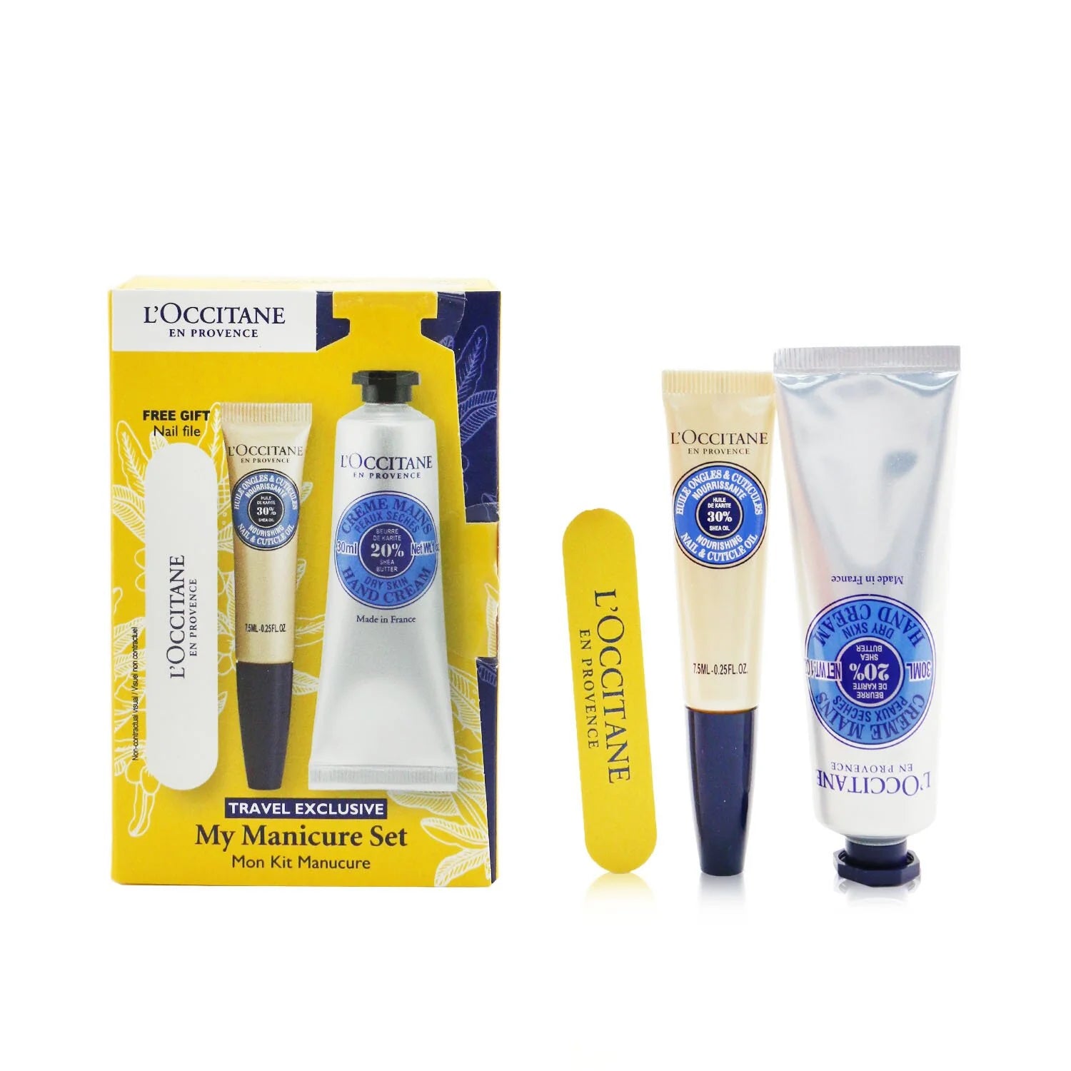 Shea Butter Hand Cream 30ml + Shea Butter Nail & Cuticle Nourishing Oil 7.5ml + Nail File 3pcs L527