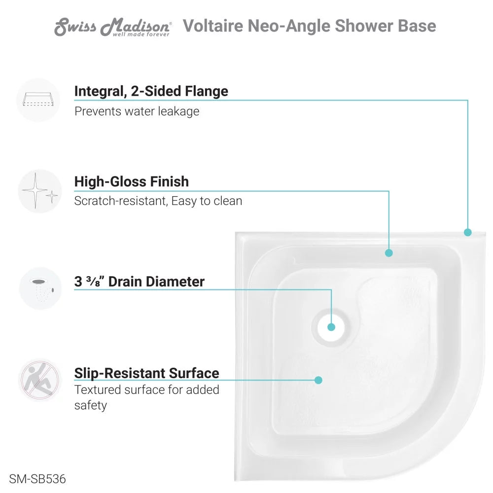 32 x 32 Acrylic White Neo-angle Shower Base X536957