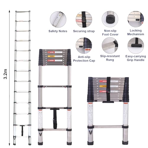 16.5FT Stainless Steel Folding Ladder X626