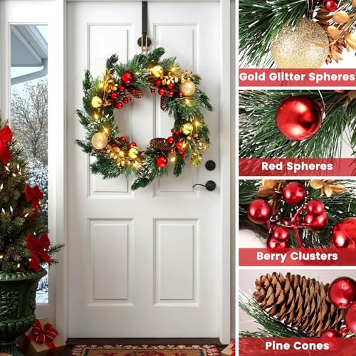 24 Inch Christmas Wreath with Lights L307