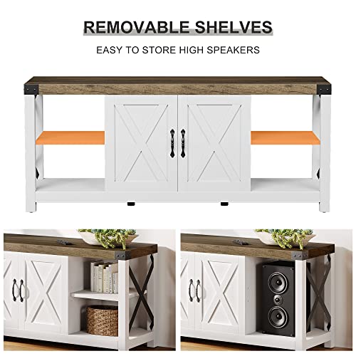 60 Inch Grey Wood TV Stand with Storage and Adjustable Shelves L8756