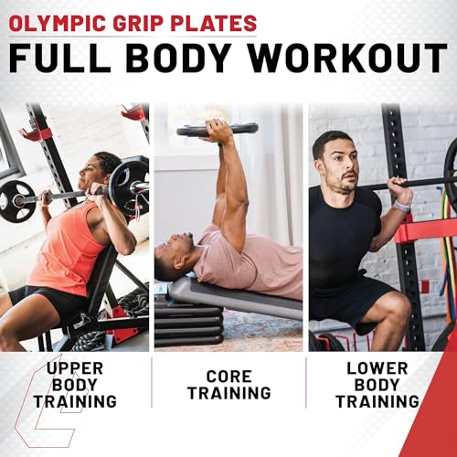 Rubber Coated Olympic Weight Set with Bar and Spring Clips B581061
