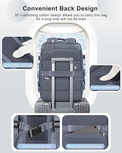 Travel Backpack 14 Inch Laptop Backpack with Shoe Compartment PeacockBlue J416995