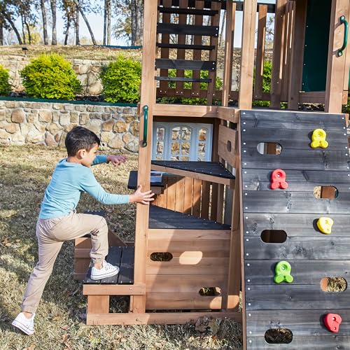 Three-Story Wooden Outdoor Playhouse with Slide I5760