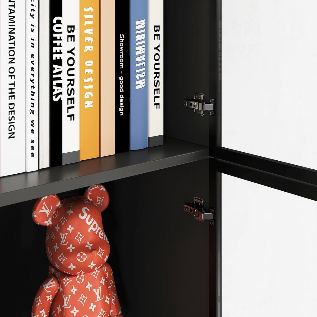 Black Wooden Display Cabinet with Glass Doors S24437