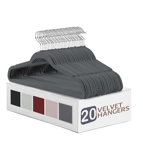 Velvet Hangers 20 Pack Non Slip Ivory Felt Hangers with 360° Rotatable Hook Z243