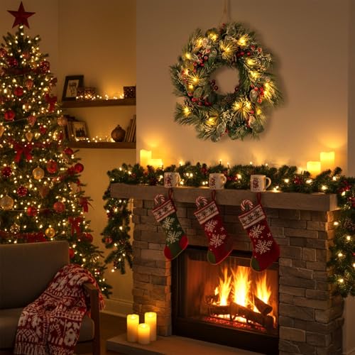 24 Inch Christmas Wreath with Lights L307