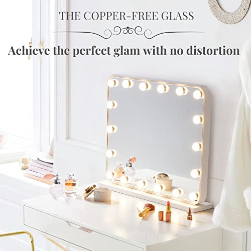Large Hollywood Vanity Mirror with Lights, 18 LED Bulbs, Wall-Mount/Tabletop (Rose Gold) L1136