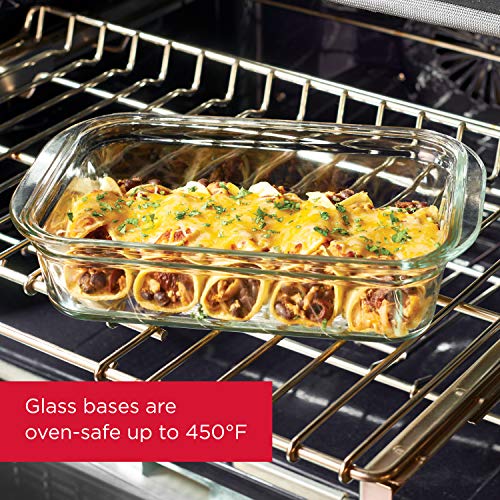 Glass Storage Set of 4 Food Containers, Clear, 3-Pack O325