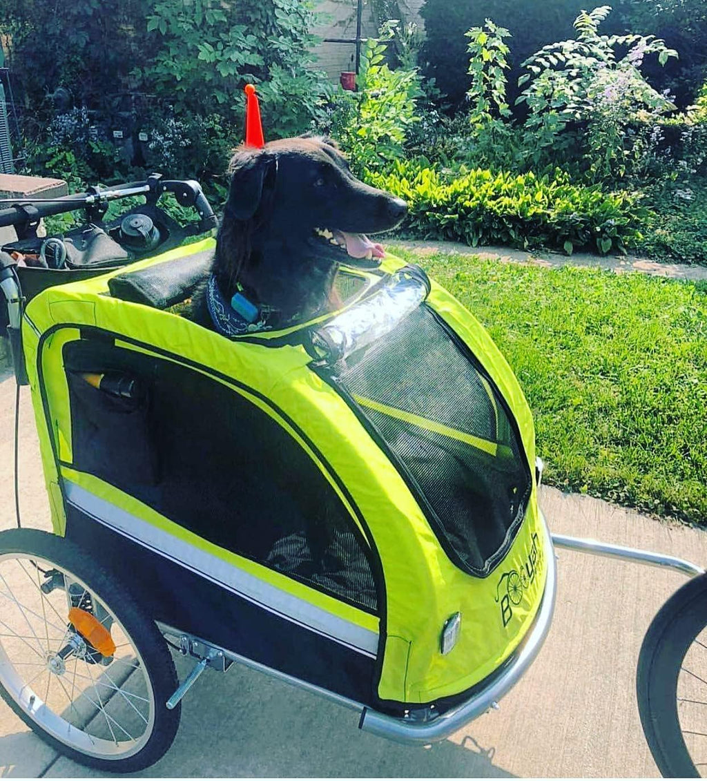 Large Pet Bike Trailer Dog Stroller with Shocks Green Yellow Y259023
