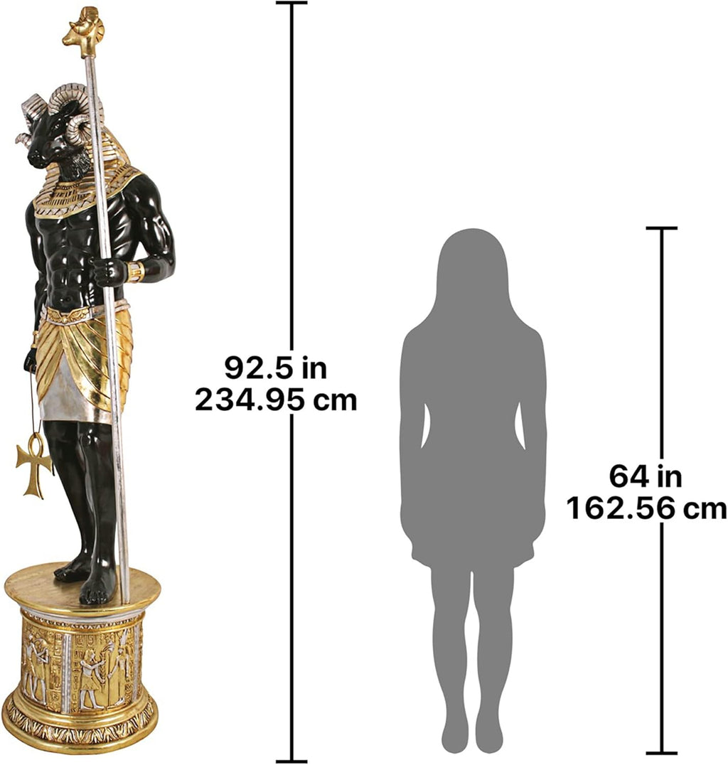 Life-Size Khnum Statue Atop a Temple Column Mount O1757