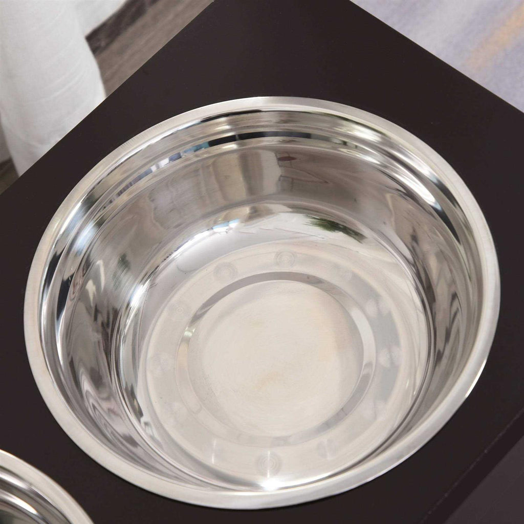 Raised Pet Feeding Storage Station with 2 Stainless Steel Bowls Z449