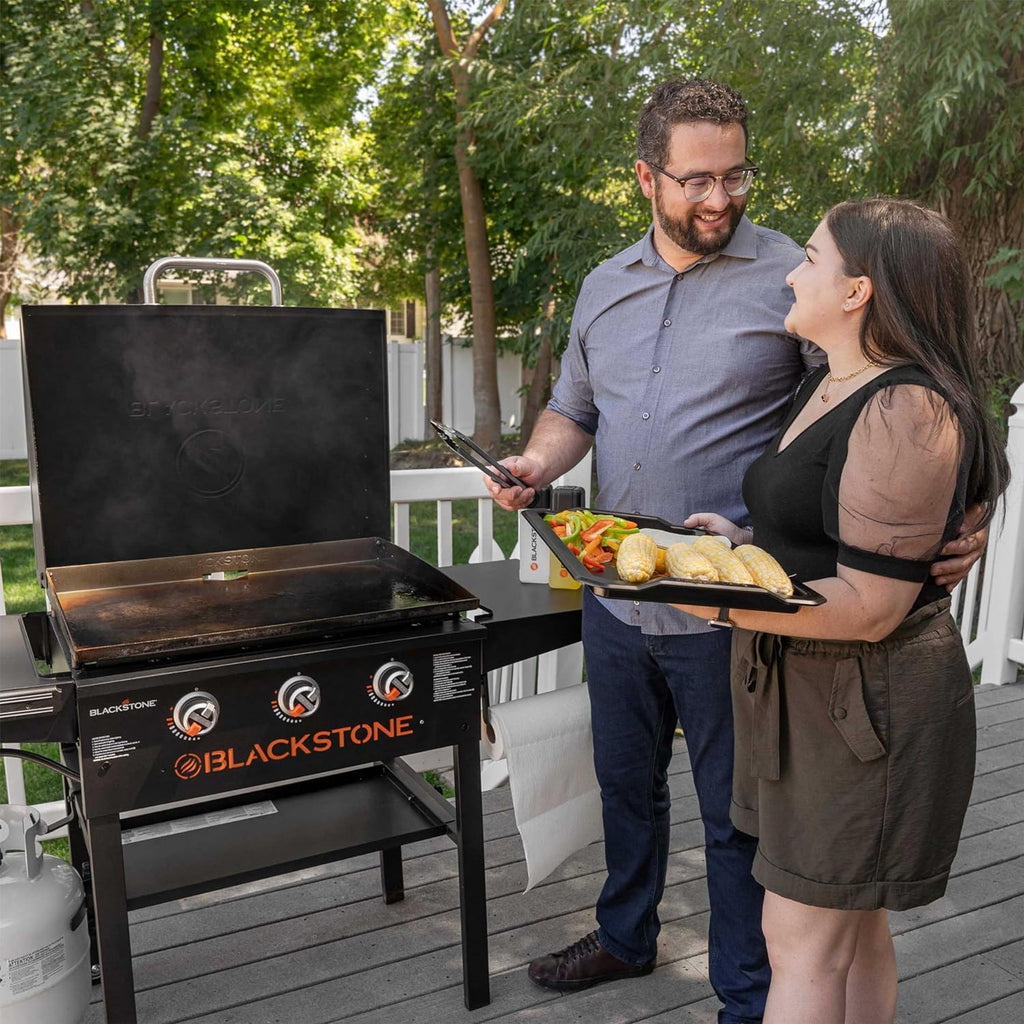28 Inch Black Griddle with Hood 3-Burner Outdoor Flat Top Grill Z33789