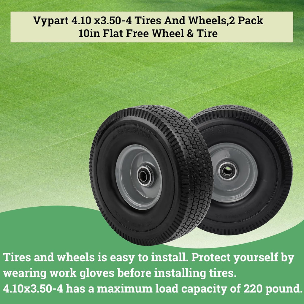 10x3.50-4" Solid Heavy Duty PU Tire and Wheel with 5/8" Axle Bore Hole, 2.2" Offset Hub X2137