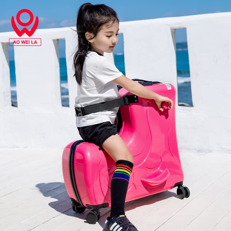 Hardside Ride on Kids Luggage with 4 Spinner Wheels, Yellow 25-Inch W21402