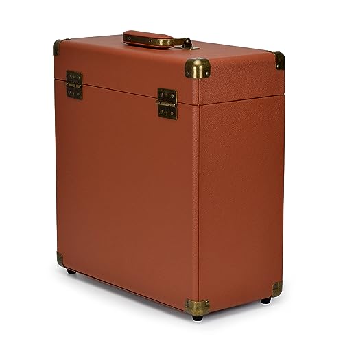 Retro Vinyl Record Storage Carrying Case, Holds 30 Albums, Large Size Carrier Suitcase D732