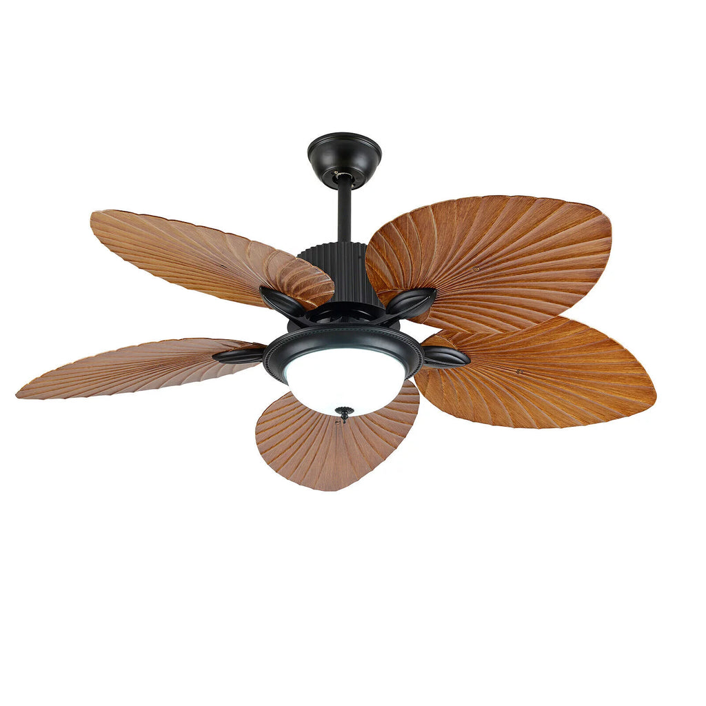 52inch Tropical Palm Ceiling Fan with Light and Remote 5 Acrylic Palm Leaf Blades W858762