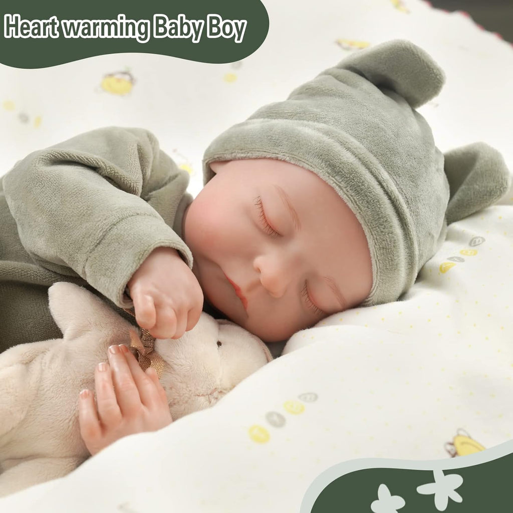 17-Inch Soft Cloth Body Realistic Newborn Sleeping Baby Doll Q9554