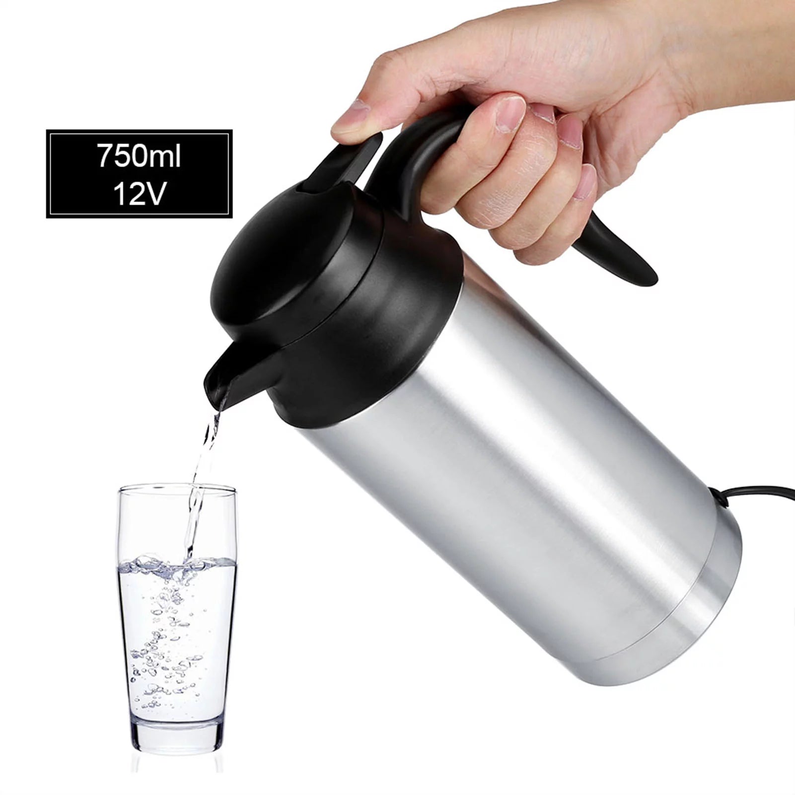 12V 750ml Stainless Steel Electric Car Kettle E1217