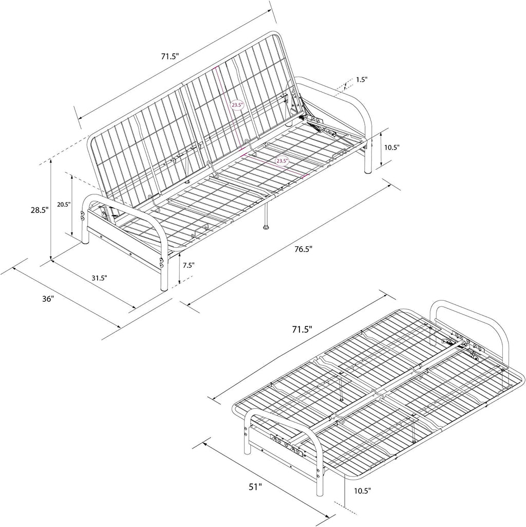 Black Metal Full Sized Futon Frame B316