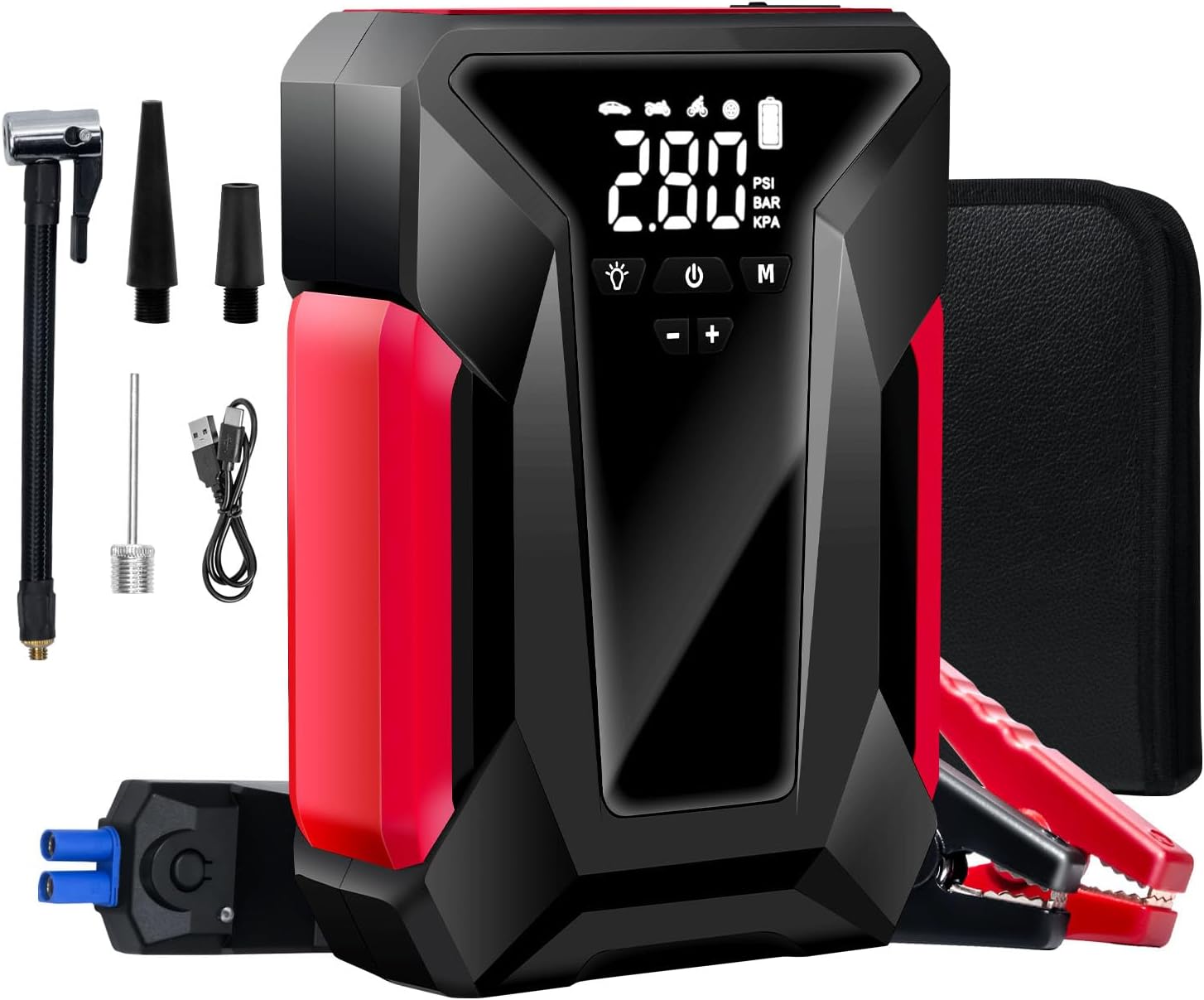 4000A Peak Car Jump Starter with Air Compressor and Emergency LED Light K242248