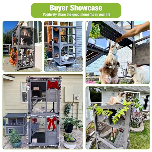 Large Wooden Cat Enclosure on Wheels with Resting Box E7149