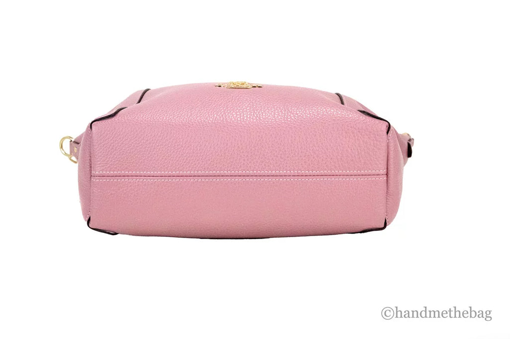 True Pink Pebbled Leather Top Zip Satchel Crossbody Handbag S793243
