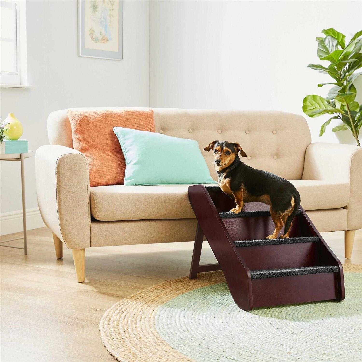 Foldable Wood Carpeted Pet Stairs W133