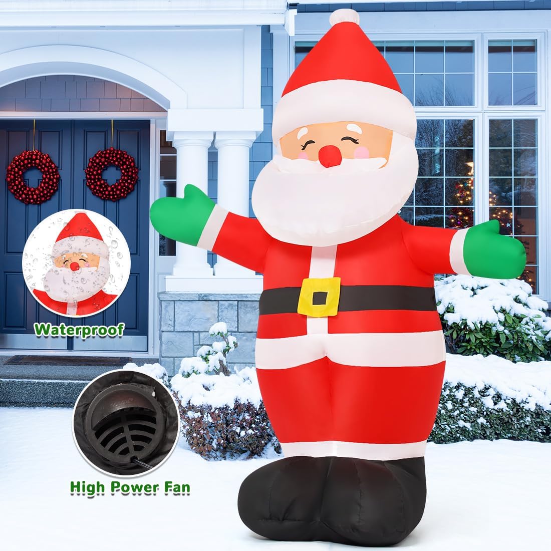 5 FT Christmas Inflatables Santa Claus Outdoor Decorations Blow Up Yard Standing Santa with Built-in LEDs S357716