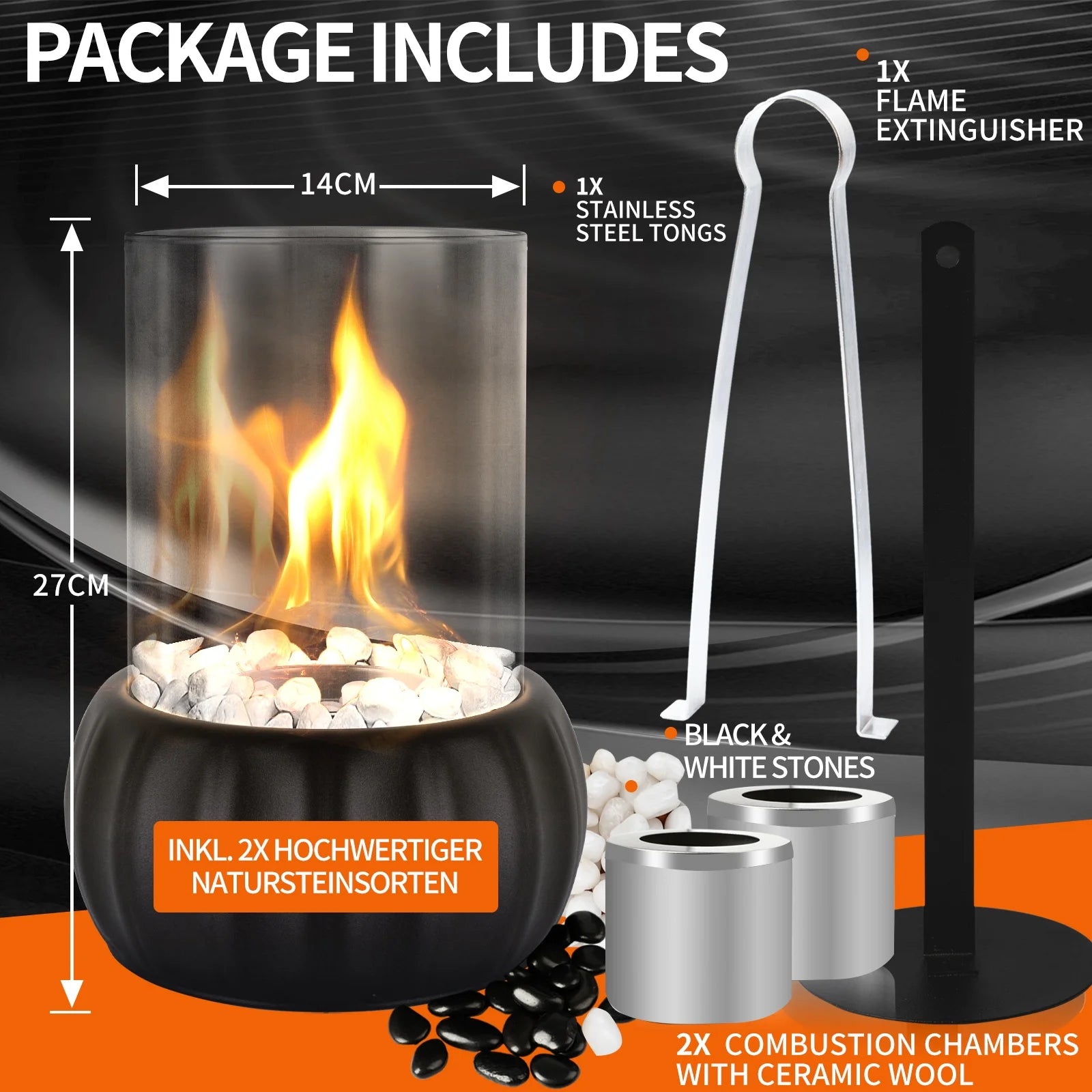 Tabletop Fire Pit with Combustion Chambers and Fire Killer K196709