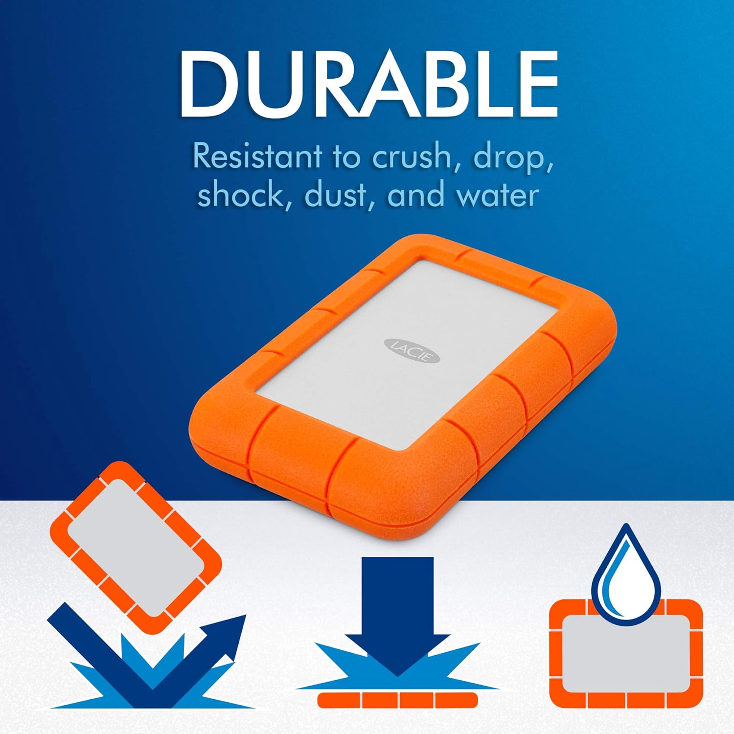 5TB Portable External HDD, USB 3.0, Orange, Grey I6616