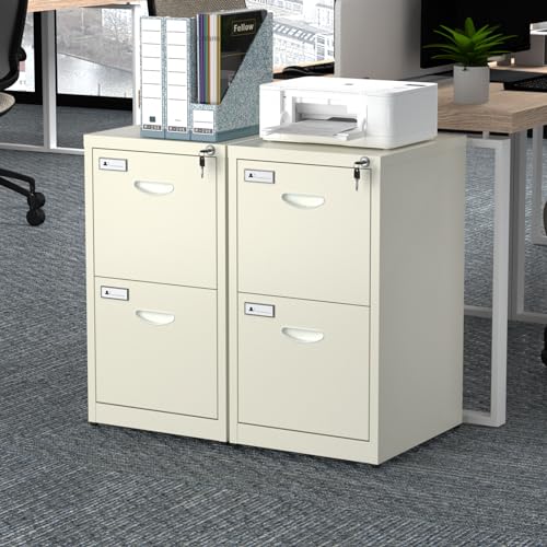 Black 2 Drawer Metal File Cabinet with Lock D32118