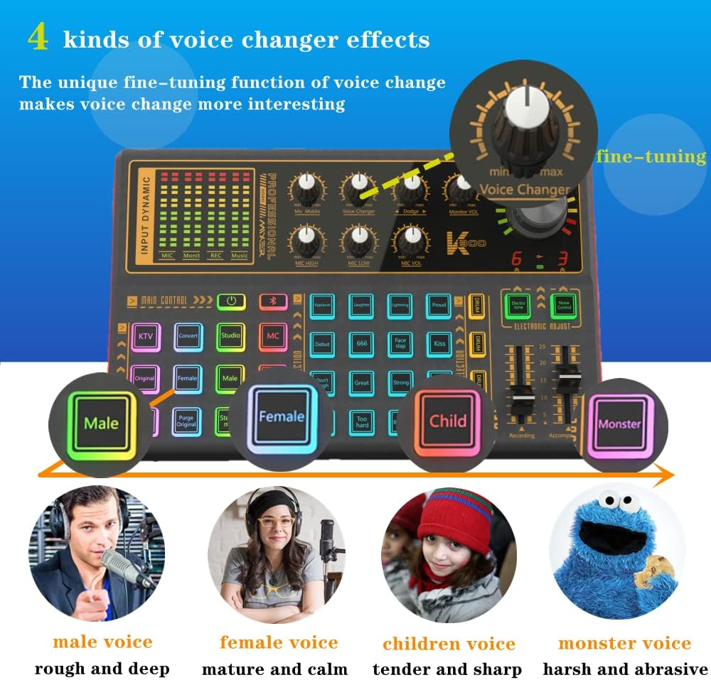 LED Light Sound Mixer Board with Voice Changer, Pack of 2 A23927