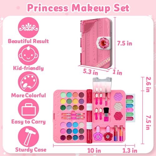 48Pcs Washable Play Make Up Toys Set with Mirror (Blue) S59723