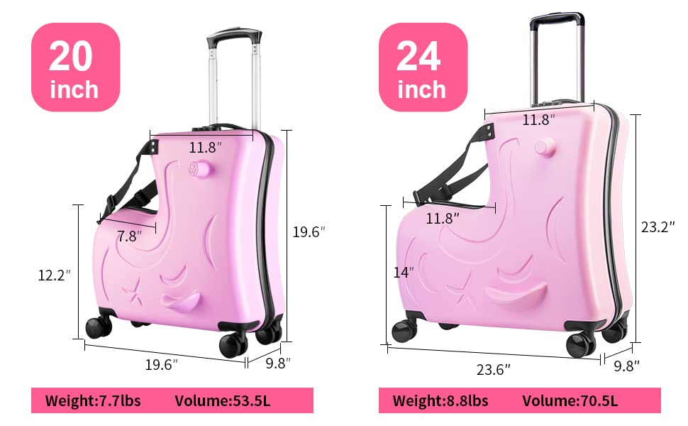 Hardside Ride on Kids Luggage with 4 Spinner Wheels, Yellow 25-Inch W21402
