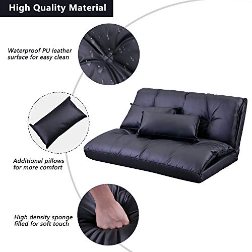 5-Position Folding Chaise Lounge with Adjustable Back & Steel Frame Black W809