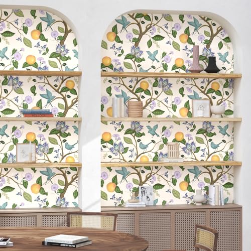 Vintage Beige Floral Peel and Stick Wallpaper 17.4" x 118" V45037