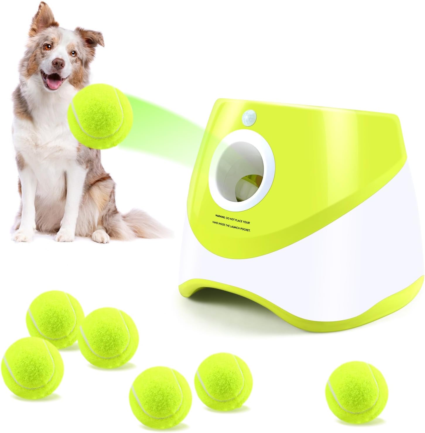 Automatic Ball Launcher for Dogs, 6PCS Tennis Balls Included L6480