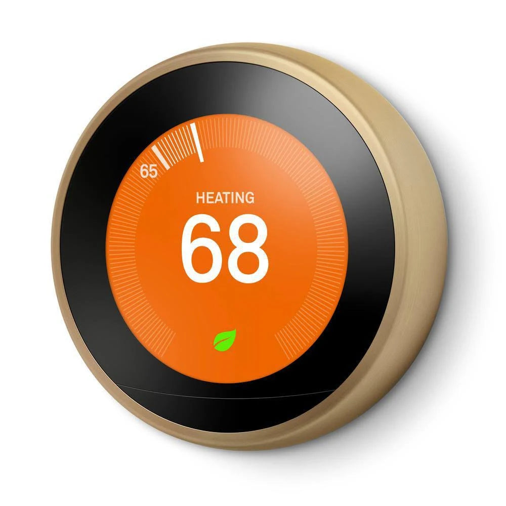 Brass Gold Nest Learning Thermostat and Temperature Sensor C119019