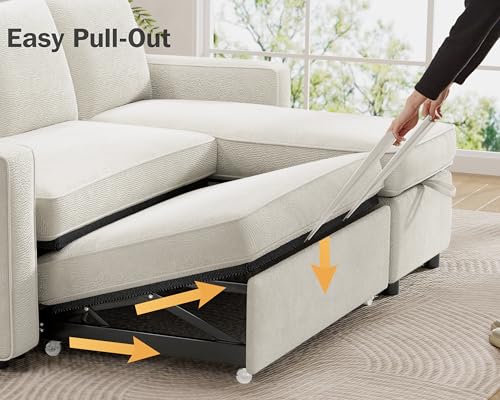 81" Chenille Beige Sleeper Sofa Bed with Pull Out Bed B272